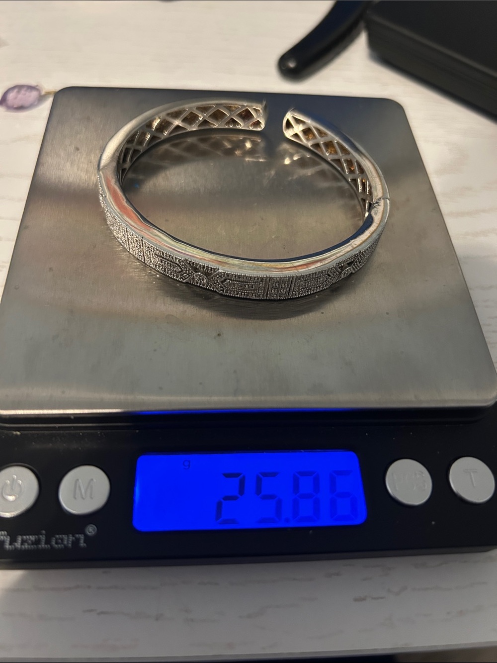 925 Deco Sterling and Diamond Cuff Bracelet